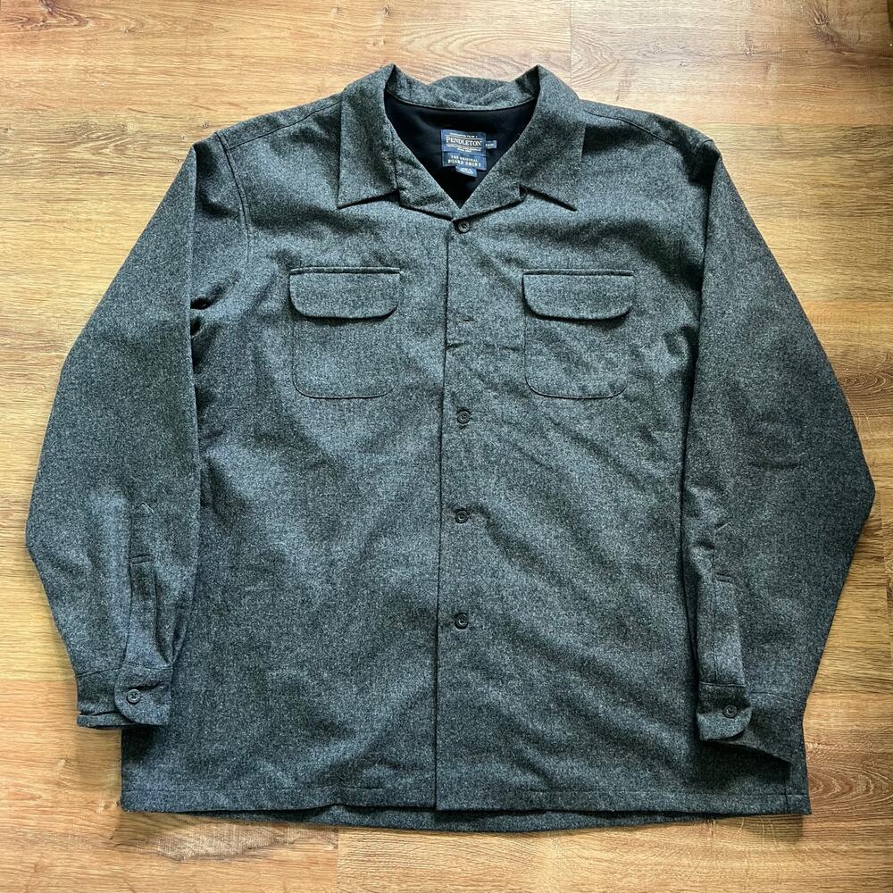 Pendleton Men's Original Board Shirt Charcoal Wool Button Up Light Grey XXXL